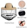 Sucrain 2 Pack Mosquito Head Net Hat Sun Hat Garden Bug Hat with Hidden Net Mesh for Outdoor Gardening (Green Digital Camo+Beige) view 4