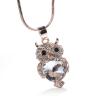 Lady Owl Necklace for Women Rhinestone Pendant Necklaces Inlaid Zircon Chain Necklace Gem Stones Gifts Jewelry (Pink, One Size) view 2
