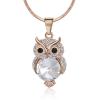 Lady Owl Necklace for Women Rhinestone Pendant Necklaces Inlaid Zircon Chain Necklace Gem Stones Gifts Jewelry (Pink, One Size) view 3