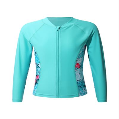 YONGHS Girls Athletic Surfing Blouse Long Sleeve Swimsuit Top Sun Protection Rash Guard Shirt Mint Green 6 Years