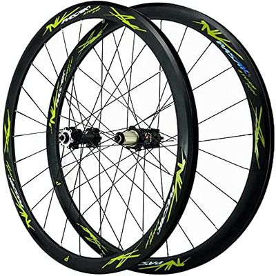 ZECHAO 700C Road Bike Wheel 24 Holes Wheels Bike Road Bike Wheelset Hub Rim QR Disc Brake Freewheel Bike Wheelset Wheelset (Color : Green, Size : 700C)