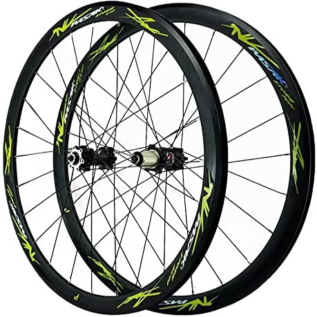 ZECHAO 700C Road Bike Wheel 24 Holes Wheels Bike Road Bike Wheelset Hub Rim QR Disc Brake Freewheel Bike Wheelset Wheelset (Color : Green, Size : 700C)