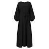Lmdudan Women Muslim Abayas Dresses Ladies Islamic Full Length Dress Casual Long Sleeve Dubai Dress Solid Prayer Clothing view 3