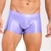 YiZYiF Men's Transparent Glossy See Through Short Pants Satin Bottom Tights Swimwear Underpants Light Purple XX-Large view 2