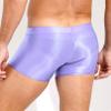 YiZYiF Men's Transparent Glossy See Through Short Pants Satin Bottom Tights Swimwear Underpants Light Purple XX-Large view 3