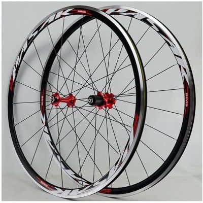 ZECHAO 700C Bike Wheelset,20/24 Holes Aluminum Alloy Quick Release Road Bike Wheel V/C Brake for 7 8 9 10 11 Speed Wheelset (Color : Red, Size : 700C)