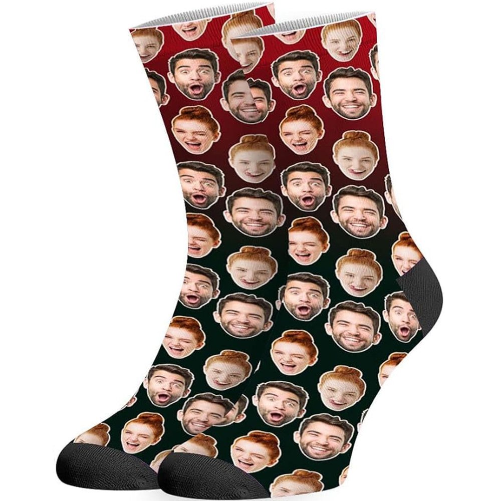 D-Story Custom Face Socks with Photo: Made in USA, Personalized Multiple Socks Funny Novelty Fathers Day Gift for Men Women
