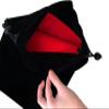 Large Black Velvet Drawstring Pouch, Red Velvet Lining Inside, 9 x 11.4 inches. Great Bag for Organizing and Storage at Home or When Traveling. Great for Gifts, Makeup, Jewelry, Game Accessories view 1