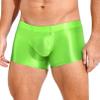 YiZYiF Men's Transparent Glossy See Through Short Pants Satin Bottom Tights Swimwear Underpants Fluorescent Green XX-Large view 4