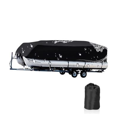 ANZAGA Waterproof Boat Cover Heavy Duty Marine Grade Polyester Canvas Fits Pontoon/Deck Boats,21 to 24ft