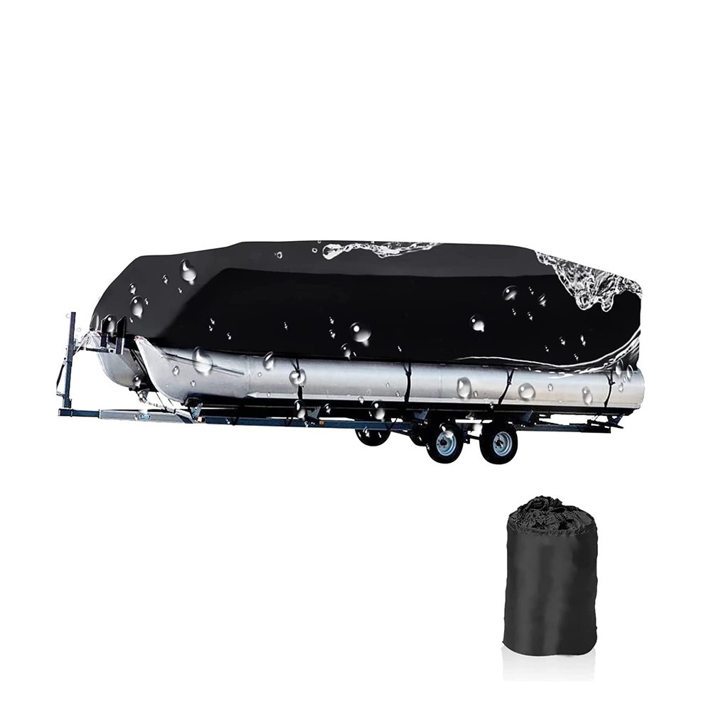ANZAGA Waterproof Boat Cover Heavy Duty Marine Grade Polyester Canvas Fits Pontoon/Deck Boats,21 to 24ft