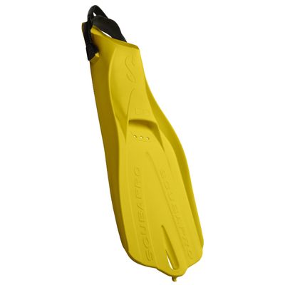 SCUBAPRO GO Travel Scuba Fin for Snorkeling, Scuba Diving and Swimming, Yellow Scuba Fin with Black Bungee Open Heel Strap, Medium/Large