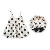 2023 Summer Girls Fashion Polka Dot Suspender Dress + Bow Sun Hat Flower Girls Dresses for Wedding (Black, 3-4 Years) view 1