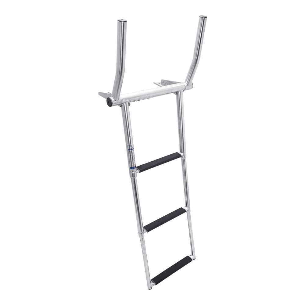 White Water Marine - 3-Step Telescoping Over Platform Ladder with Fold-Out Grab Rails | 316 Stainless Steel | Boat, Yacht, RV, Dock, Boarding, Camping | B00301RFG