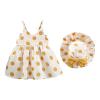 2023 Summer Girls Fashion Polka Dot Suspender Dress + Bow Sun Hat Flower Girls Dresses for Wedding (Yellow, 3-4 Years) view 1