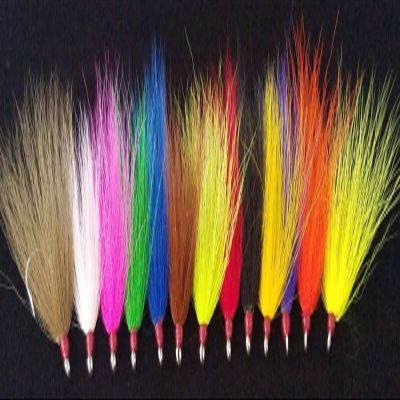 6 Open Eye Dressed Bucktail Teaser Flies Hooks Sea Bass Fluke Plugs Rigs 7/0 Purple