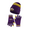 Ultra Game NFL Official Youth Super Soft Team Stripe Winter Beanie Knit Hat with Extra Warm Touch Screen Gloves, Baltimore Ravens, Team Color, 1SIZE view 1