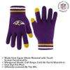 Ultra Game NFL Official Youth Super Soft Team Stripe Winter Beanie Knit Hat with Extra Warm Touch Screen Gloves, Baltimore Ravens, Team Color, 1SIZE view 3