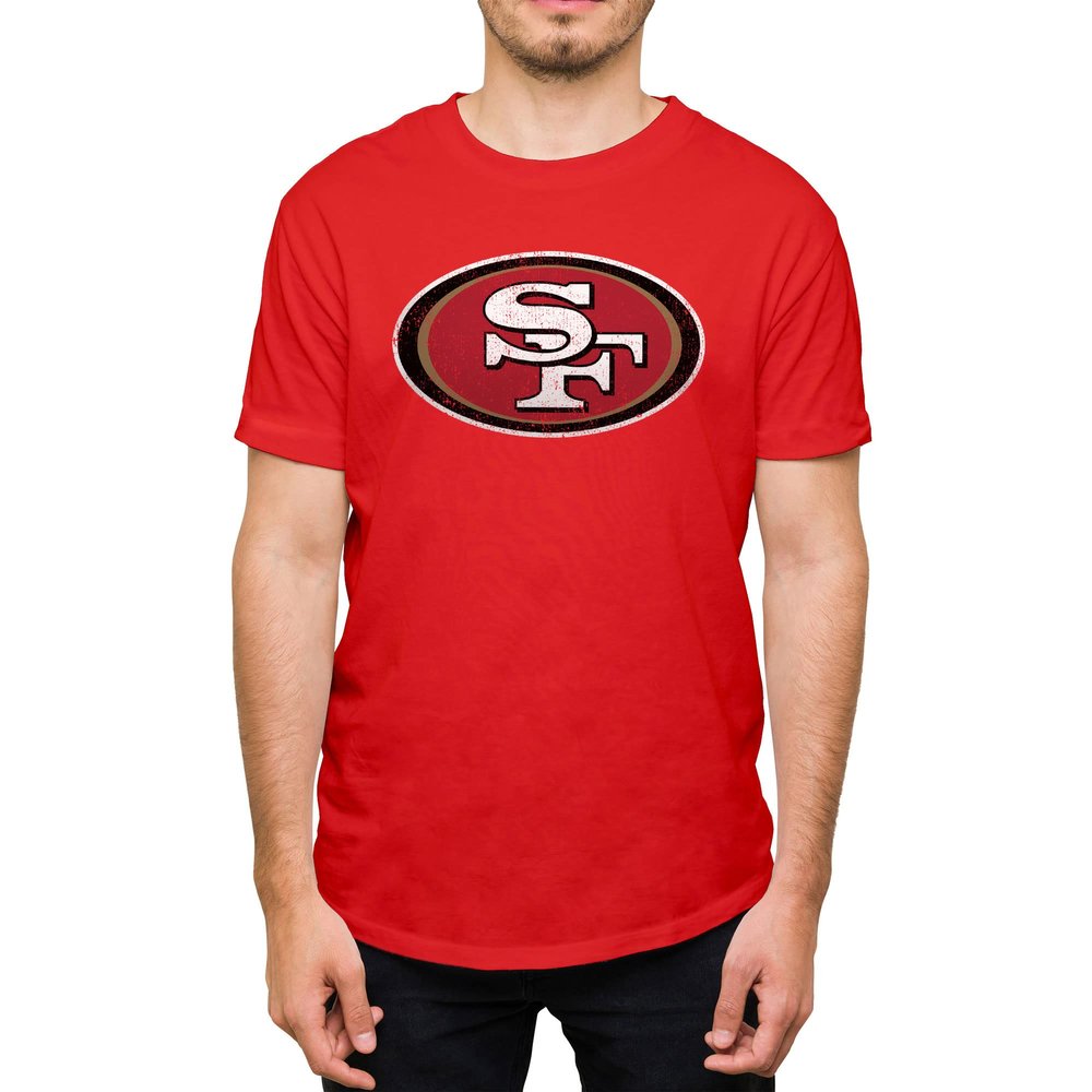 Hybrid Sports NFL - San Francisco 49ers - Distressed Team Logo - Men's and Women's Short Sleeve T-Shirt - Size 2 X-Large San Francisco 49ers - Red