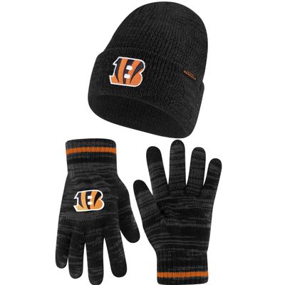 Ultra Game NFL Official Youth Super Soft Marl Knit Winter Beanie Knit Hat with Extra Warm Touch Screen Gloves, Cincinnati Bengals, Team Color, 1SIZE