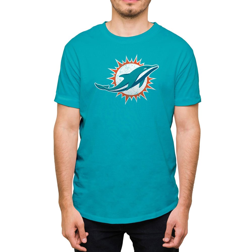Hybrid Sports NFL - Miami Dolphins - Distressed Team Logo - Men's and Women's Short Sleeve T-Shirt - Size Medium - Miami Dolphins - Aqua