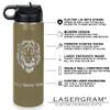 LaserGram Personalized Water Bottle, Tyrannosaurus Rex Dinosaur, Stainless Steel Double Wall Vacuum Insulated with Flip Top Straw, Custom Engraved Gift (20oz / 590ml Camo Green) view 3