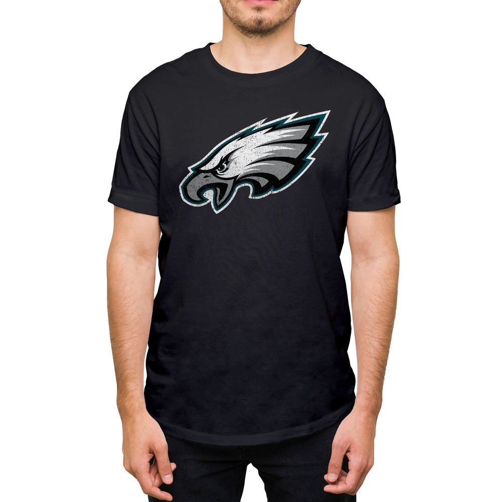 Hybrid Sports NFL - Philadelphia Eagles - Distressed Team Logo - Men's and Women's Short Sleeve T-Shirt - Size Large Philadelphia Eagles - Black