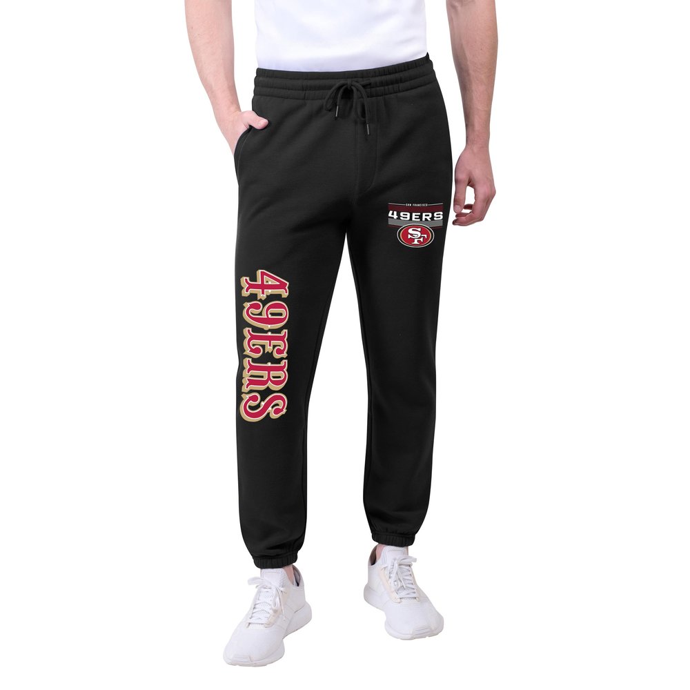 Ultra Game NFL Official Adults Super Soft Game Day Jogger Sweatpants - Unisex, San Francisco 49ers, Black, Medium