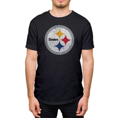 Hybrid Sports NFL - Pittsburgh Steelers - Distressed Team Logo - Men's and Women's Short Sleeve T-Shirt - Size Large Pittsburgh Steelers - Black