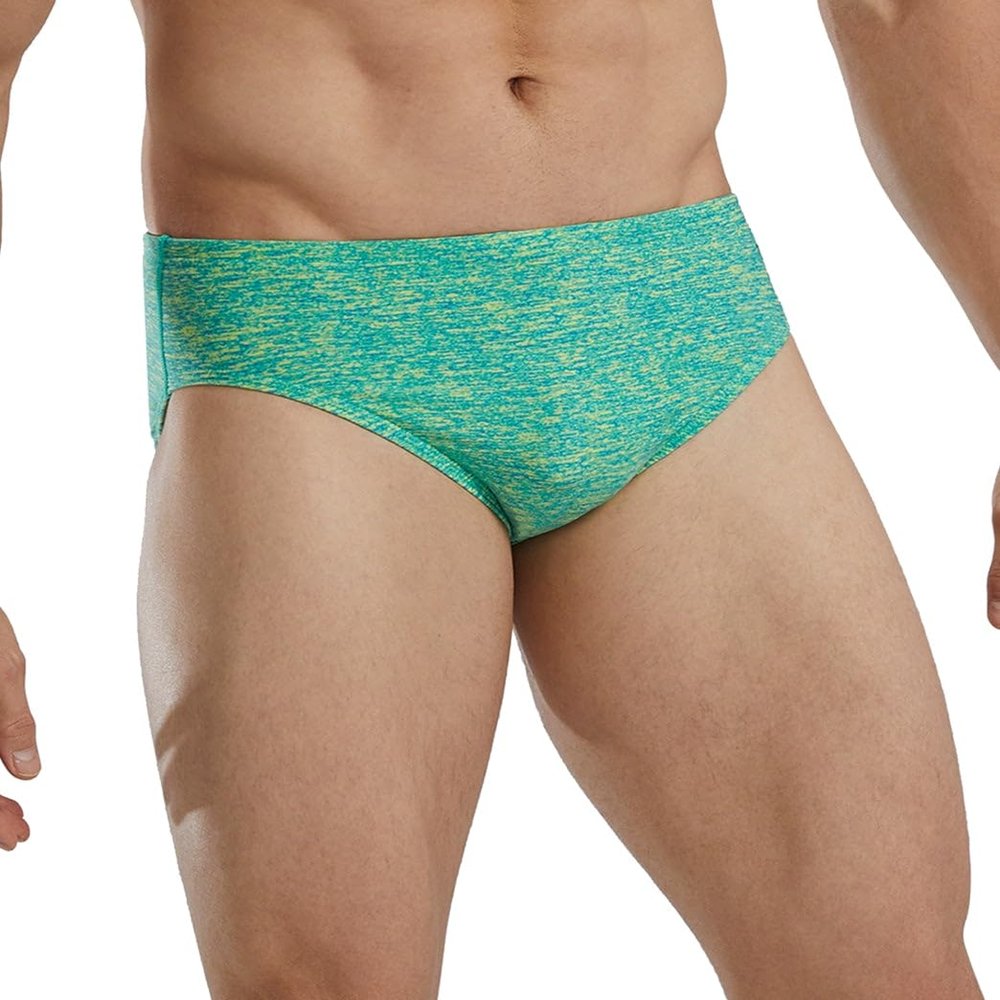 TYR Men's Standard Durafast Elite Racer Brief Swimsuit, Lime/Lapped, 38