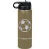 LaserGram Personalized Water Bottle, Soccer Ball, Stainless Steel Double Wall Vacuum Insulated with Flip Top Straw, Custom Engraved Gift (20oz / 590ml Camo Green) view 1