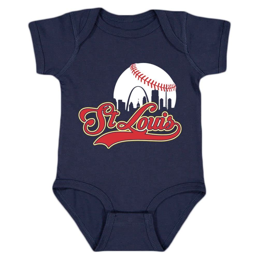 St. Louis Skyline Kid's Bodysuit for Baseball Fans (Navy, 6M)
