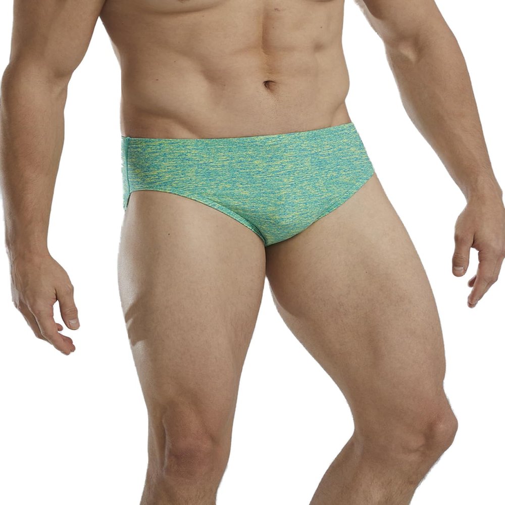 TYR Men's Standard Durafast Elite Racer Brief Swimsuit, Lime/Lapped, 36