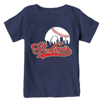 St. Louis Baseball Skyline Kid's Fan T-Shirt (Navy T-Shirt, 3T)