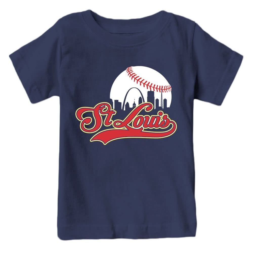 St. Louis Baseball Skyline Kid's Fan T-Shirt (Navy T-Shirt, 3T)