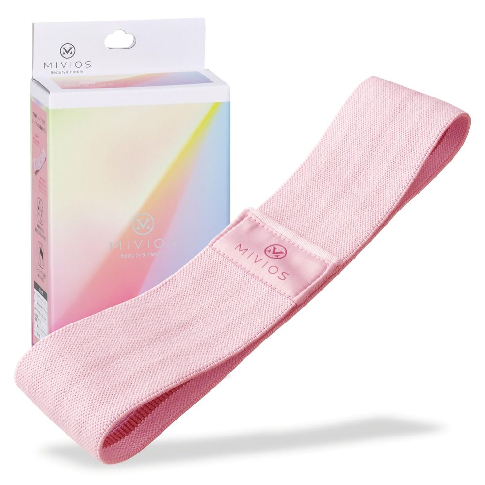 MIVIOS AMV308P Training Anti-Slip, Squats, Tightening, Lower Body, Diet, Butt Lifting, Squat Band, Soft (Load: 19.8 lbs (9 kg), Powder Pink