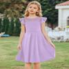 Arshiner Girls Summer Dress Formal Party Wedding Fancy Elegant Mesh Dresses Lavender Size 7-8 view 2