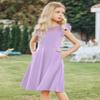 Arshiner Girls Summer Dress Formal Party Wedding Fancy Elegant Mesh Dresses Lavender Size 7-8 view 3