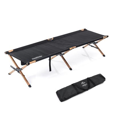 Folding Bed Outdoor Folding Bed Compact Aluminum Alloy Camping Cot Max Bearing 150kg Portable Bed (Color : Khaki) (Black)