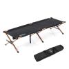 Folding Bed Outdoor Folding Bed Compact Aluminum Alloy Camping Cot Max Bearing 150kg Portable Bed (Color : Khaki) (Black)