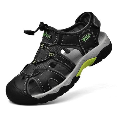 kvdrcs Men's Sport Sandals Outdoor Hiking Leather Closed Toe Sandals Athletic Lightweight Summer Walking Casual Sandals Water Shoes