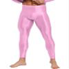Linjinx Men's 70D Glossy Compression Quick Dry Fitness Sport Leggings Training Basketball Tights Pink Large view 1