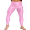 Linjinx Men's 70D Glossy Compression Quick Dry Fitness Sport Leggings Training Basketball Tights Pink Large view 2
