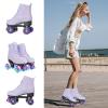 YYW Women Roller Skates High Top Shoes Men Double Row Shiny Roller Derby Skates Four Wheel Unisex PU Classic Skates for Beginner Outdoor (Light Purple Flashing Wheel,US37- Women's 7/Men's 5.5) view 3