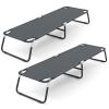 COSTWAY Folding Camping Bed Outdoor Portable Military Cot, Breathable Oxford Fabric, Sleeping Hiking Travel, Grey