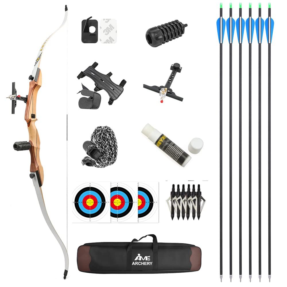 66" 68" 70" Takedown Recurve Bow Archery Competition Athletic Bow 14-40 LB Right Handed Archery Kit Outdoor Training Hunting Shooting (68"/36lbs, kit 2/White)