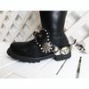 UNISTRENGH Western Cowhide Leather All Purpose Spur Straps Adjustable Length with Crystal Inlaid Decoration (Black) view 3