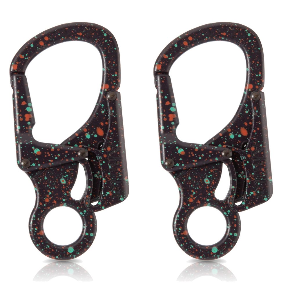 Ahiller Carabiner Clip, Double Anti-Misopening Locking Design, 3" Zinc Alloy Heavy Keychain for Outdoor Camping Hiking, Key Ring Clip (Black Orange Green-2P)