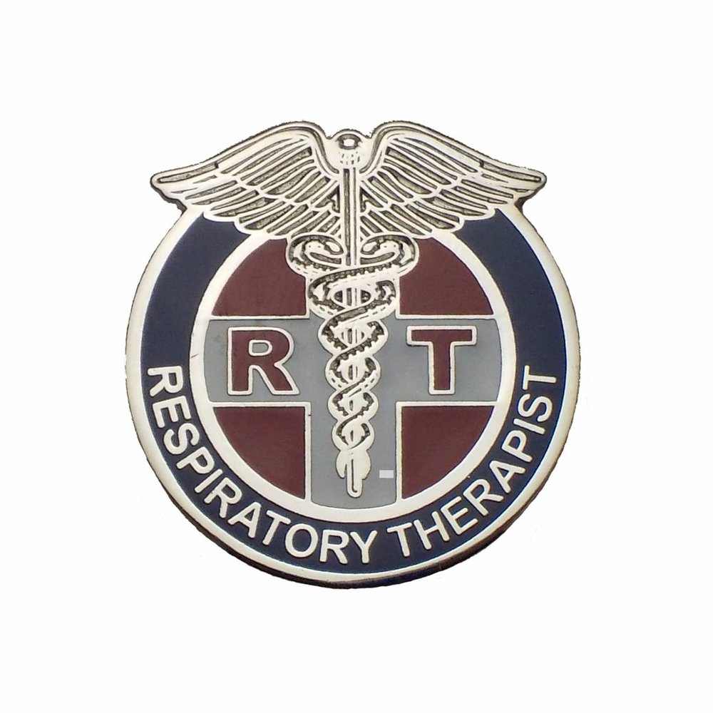 NineFit Basics Respiratory Therapist Lapel Pin - Silver, Red, Blue - 1.0" Height - RT