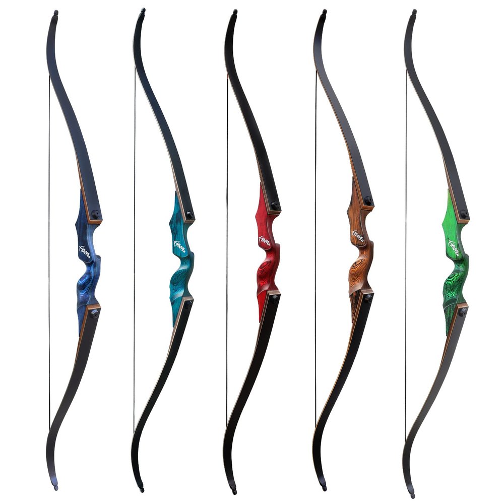60" Archery Takedown Black Hunter Recurve Bow for Adults 5 Color Choice Recurve Bow Set 20-60lbs Solid Wood Bow Riser Bow and Arrow Adult for Hunting Archery Bow Right Hands (Golden,60 lbs)
